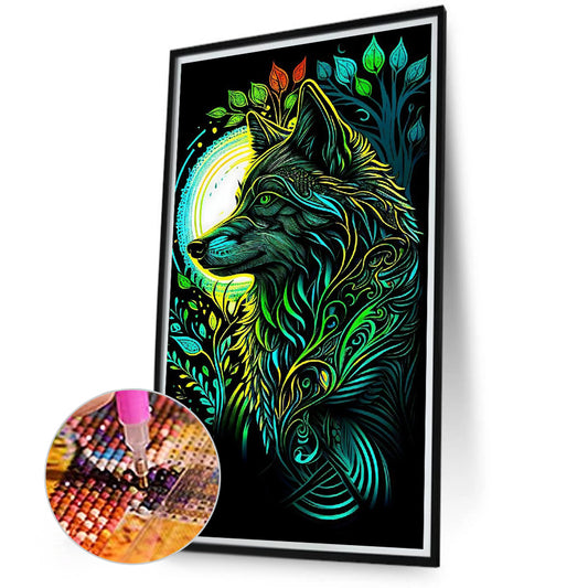 Green Wolf - Full Round Drill Diamond Painting 40*70CM
