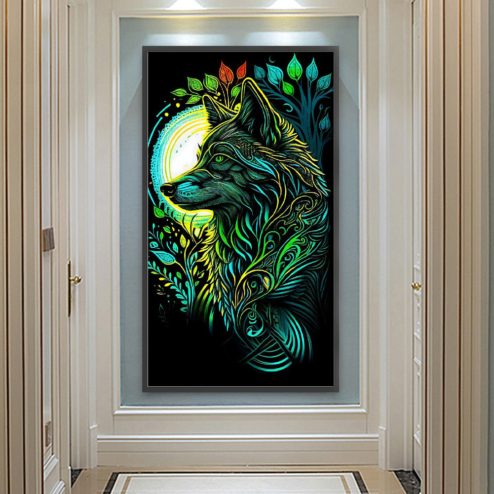 Green Wolf - Full Round Drill Diamond Painting 40*70CM