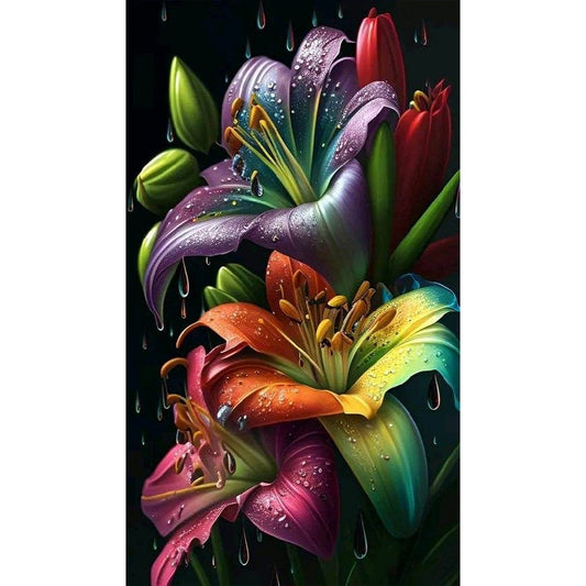 Colorful Lily Bouquet - Full Round Drill Diamond Painting 40*70CM