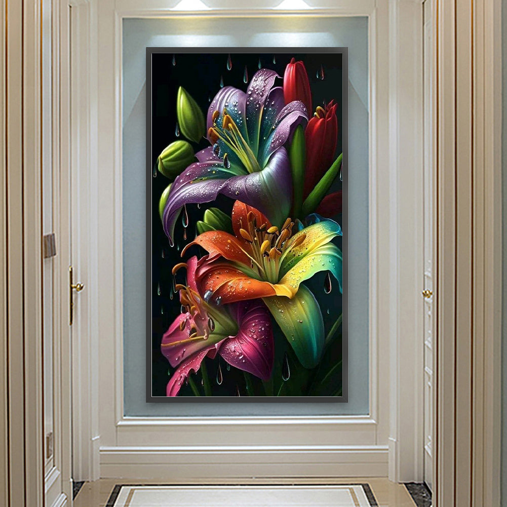 Colorful Lily Bouquet - Full Round Drill Diamond Painting 40*70CM