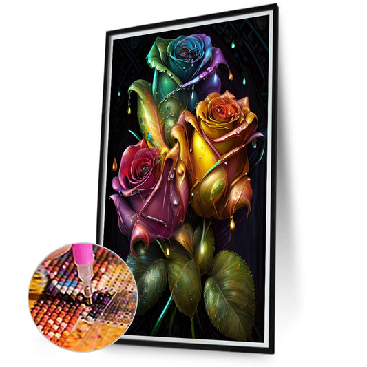 Colorful Rose Bouquet - Full Round Drill Diamond Painting 40*70CM