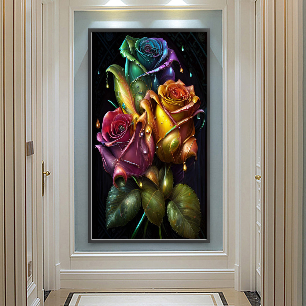 Colorful Rose Bouquet - Full Round Drill Diamond Painting 40*70CM