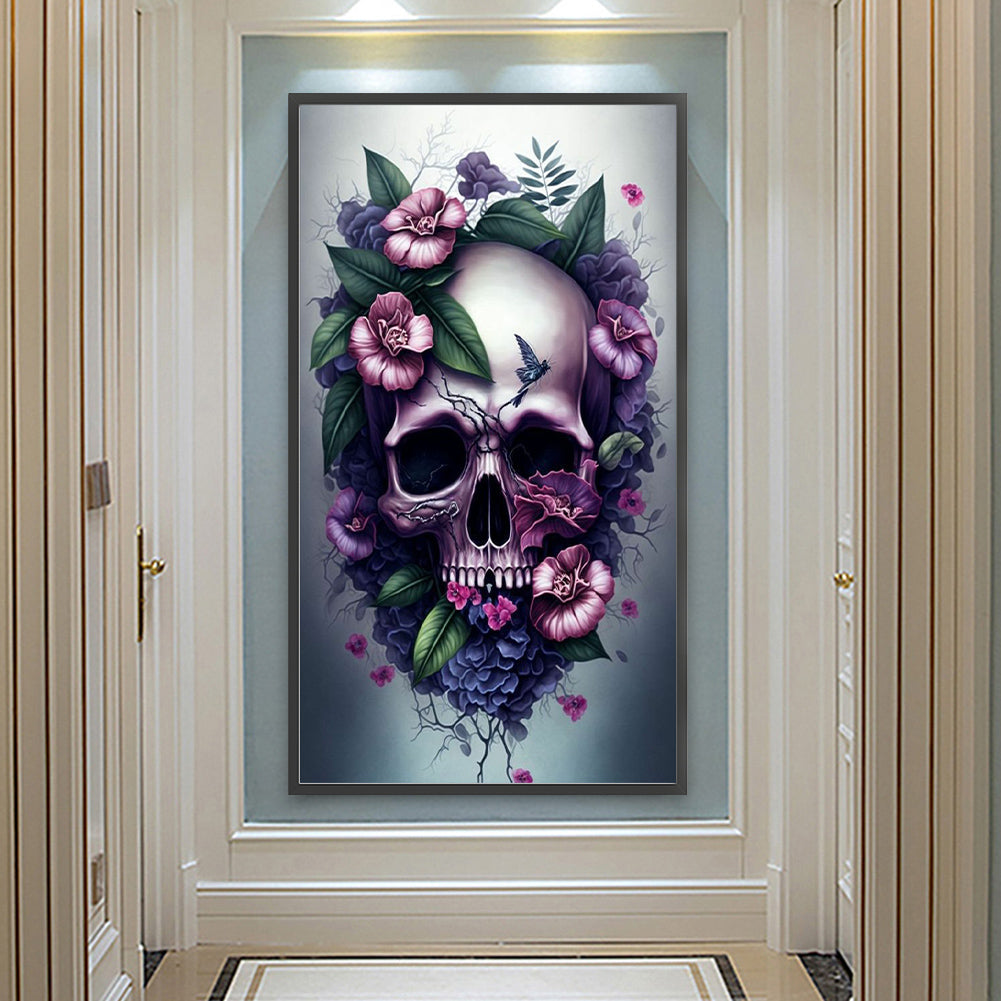 Flower Skull - Full Round Drill Diamond Painting 40*70CM