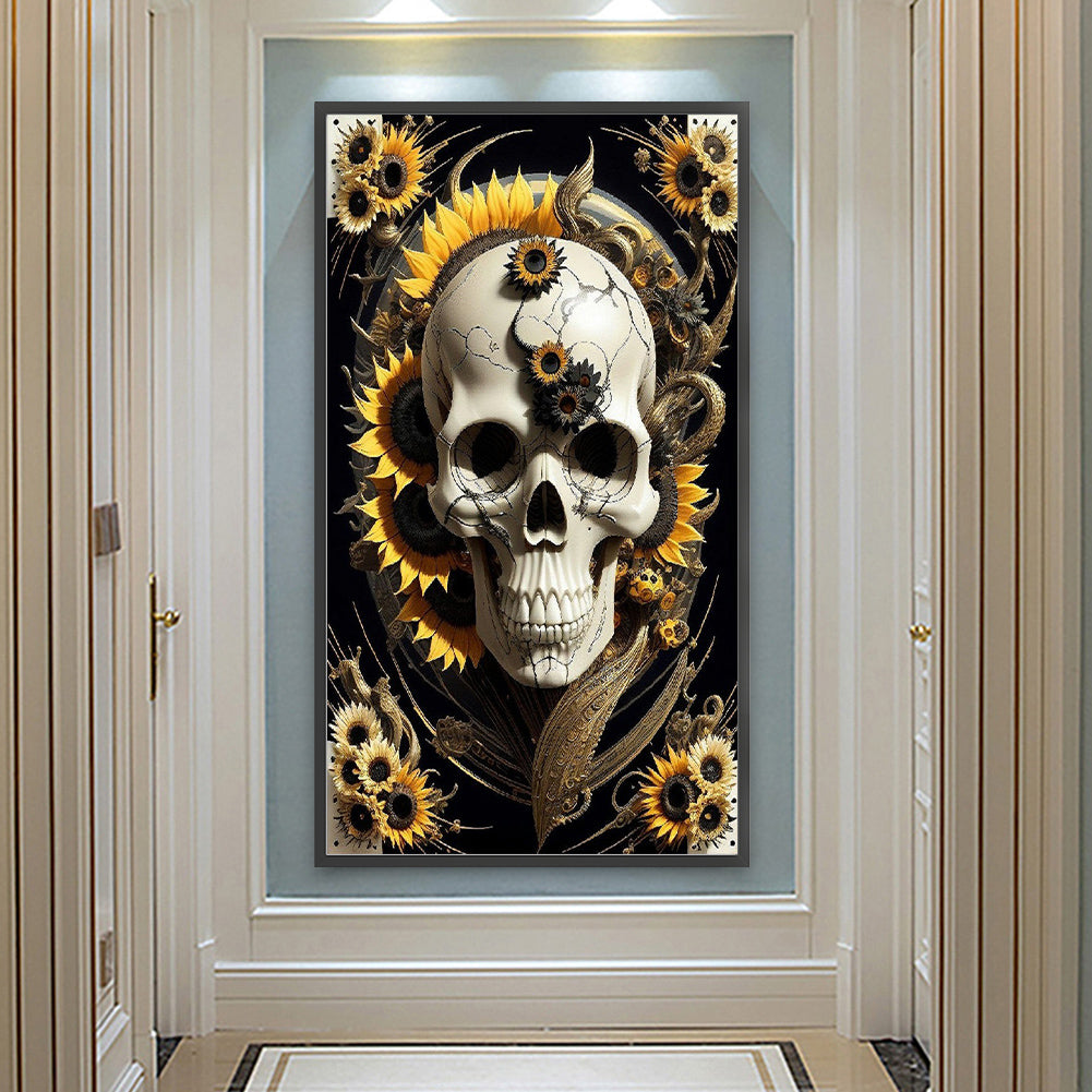 Flower Skull - Full Round Drill Diamond Painting 40*70CM