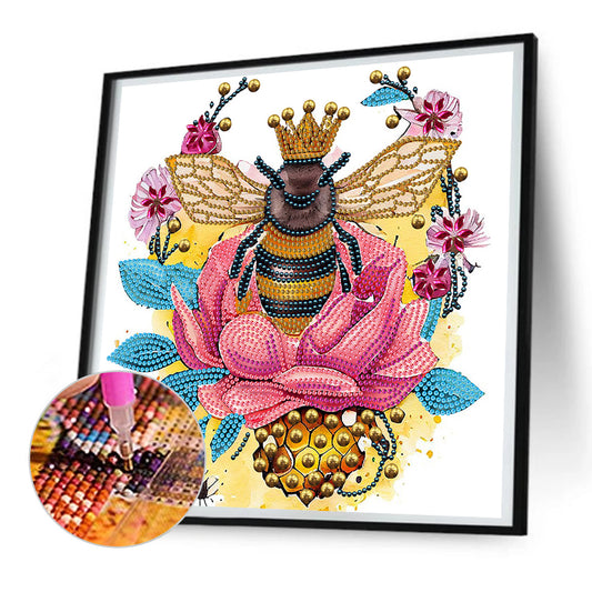 Bee And Flower - Special Shaped Drill Diamond Painting 30*30CM