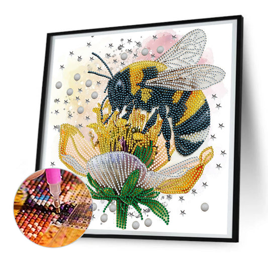Bee And Flower - Special Shaped Drill Diamond Painting 30*30CM