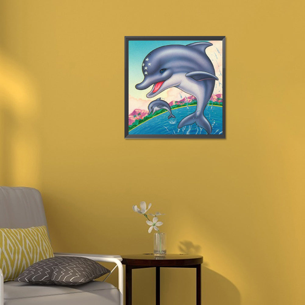 Dolphin - Full Round Drill Diamond Painting 30*30CM