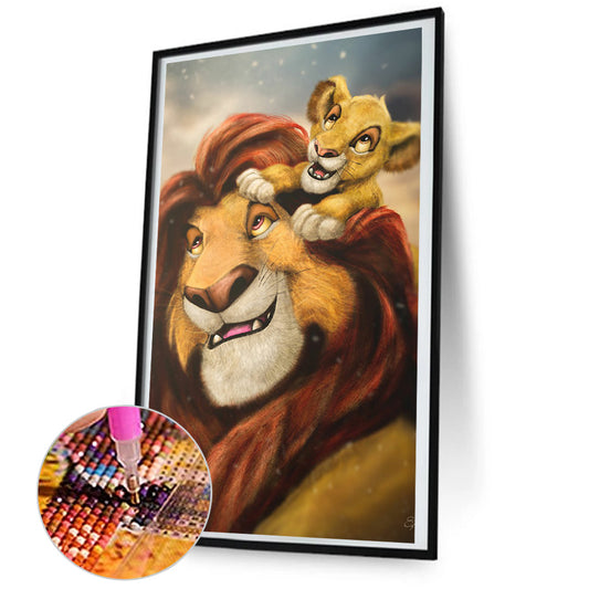 Lion Parent-Child - Full Round Drill Diamond Painting 45*80CM
