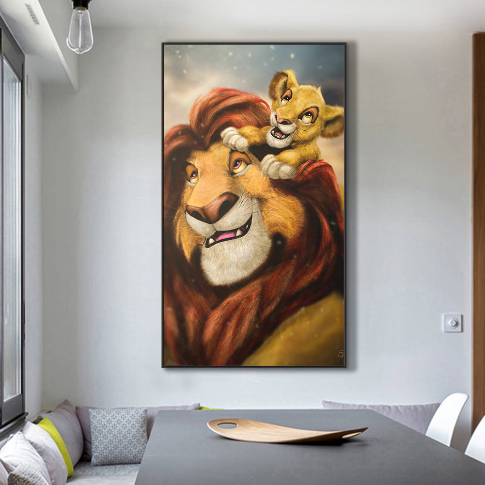Lion Parent-Child - Full Round Drill Diamond Painting 45*80CM