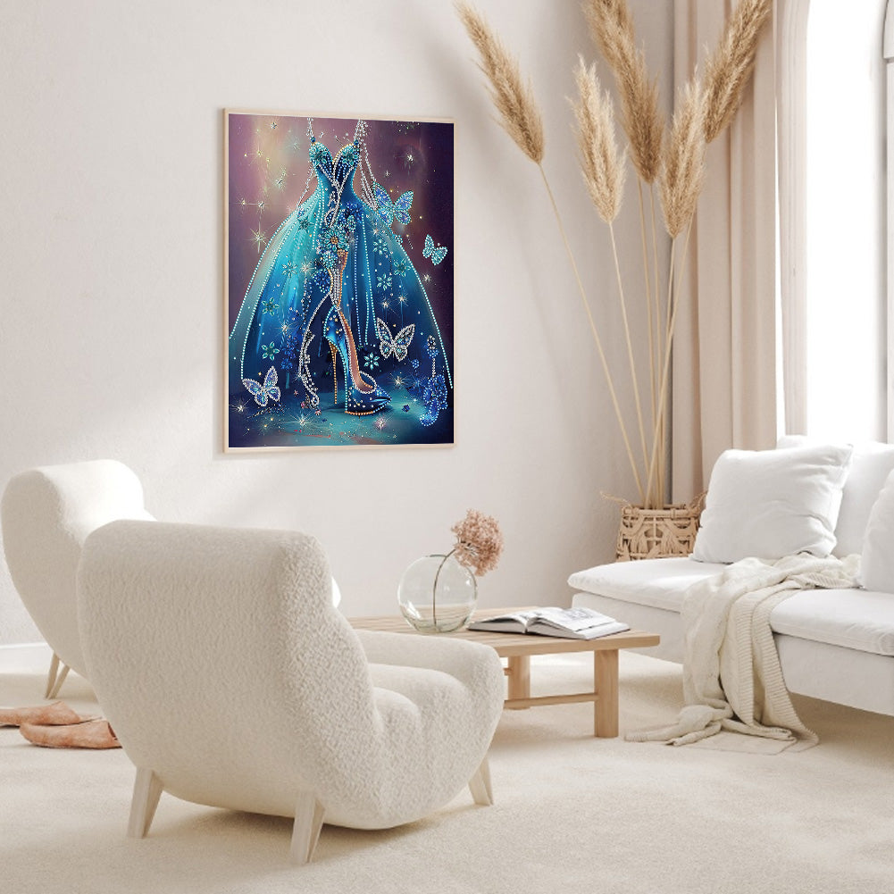Blue Wedding Dress - Special Shaped Drill Diamond Painting 30*40CM