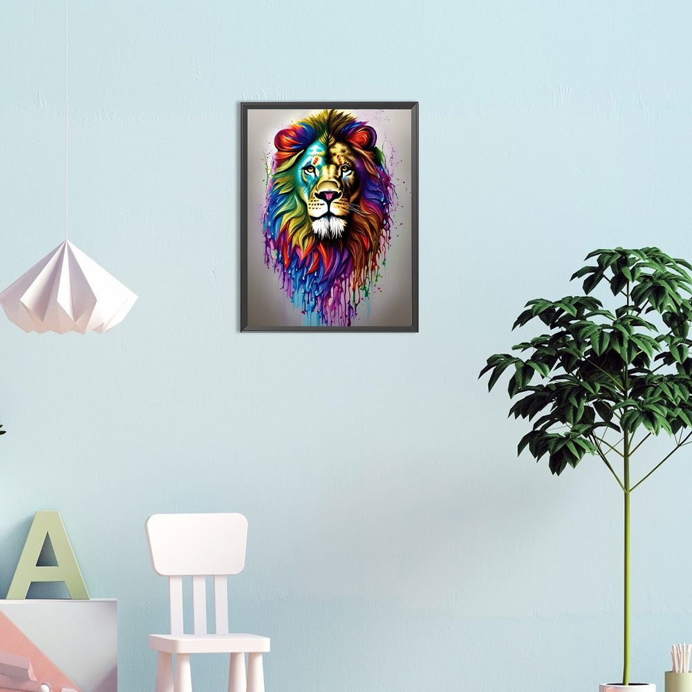 Painted Lion Head - Full Round Drill Diamond Painting 30*40CM