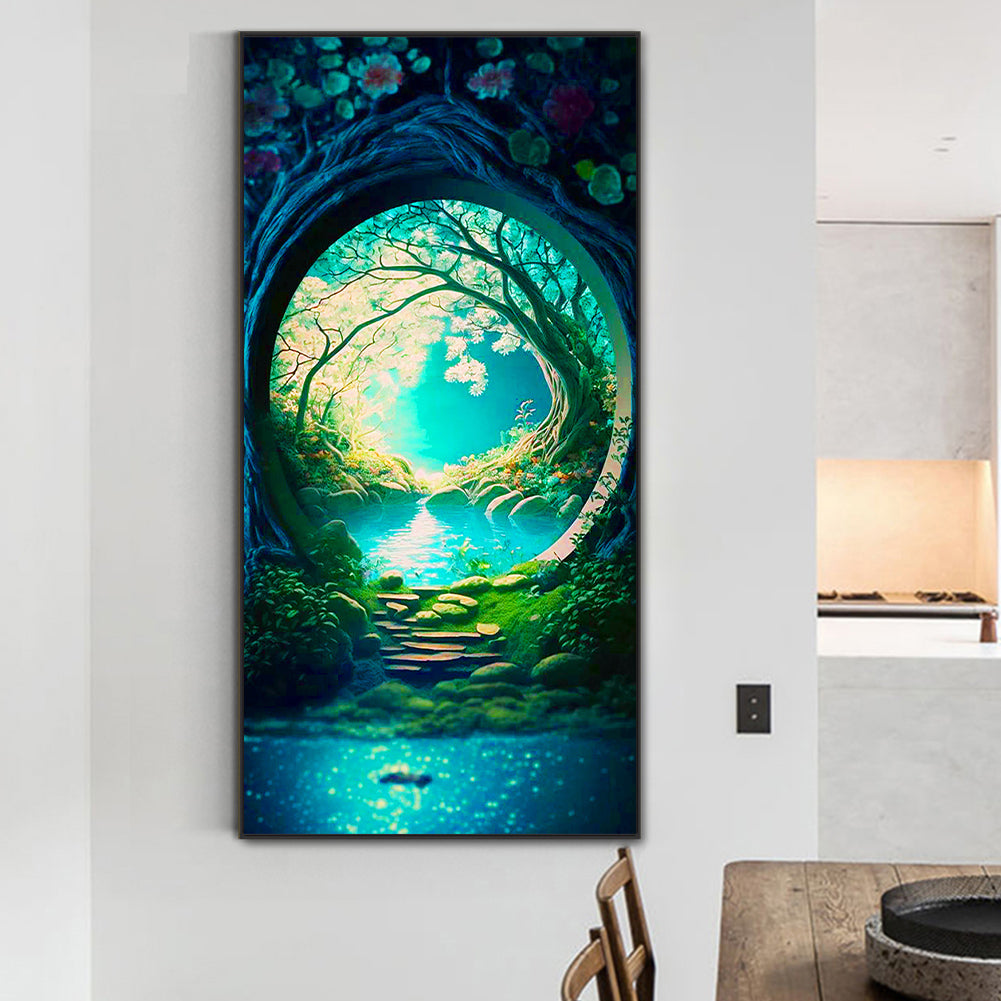 Garden Pond View - Full Round Drill Diamond Painting 40*80CM