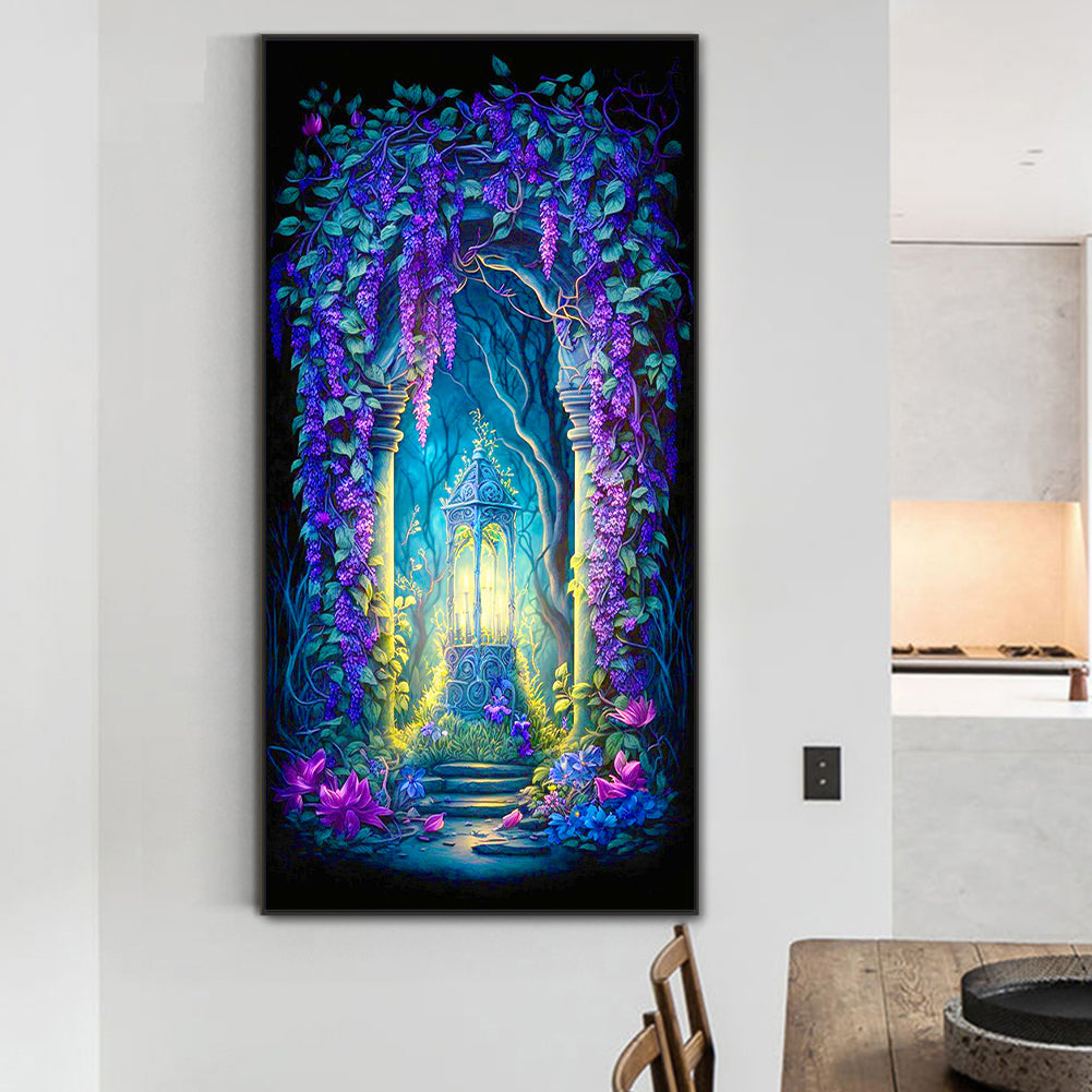 Wisteria Lamp Scene - Full Round Drill Diamond Painting 40*80CM