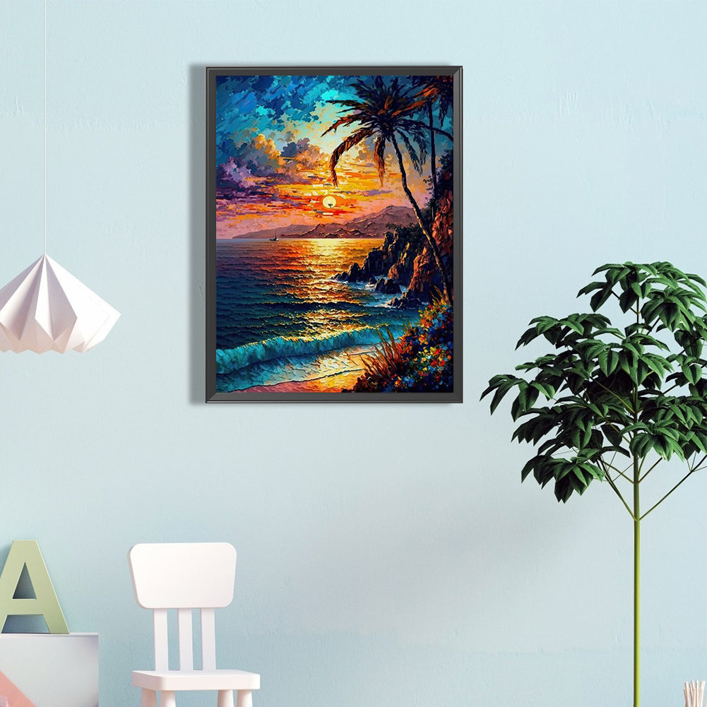 Coconut Beach - Full Round Drill Diamond Painting 40*60CM