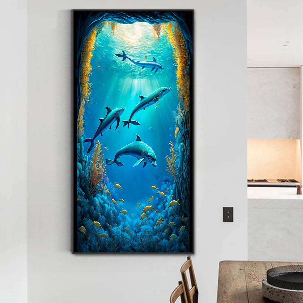 Dolphin - Full Round Drill Diamond Painting 40*80CM