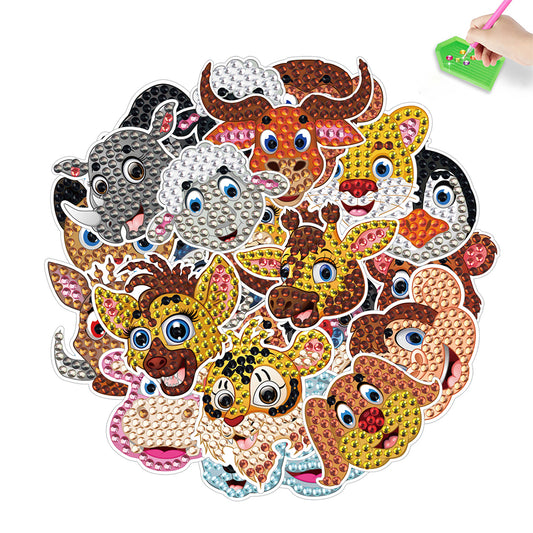 DIY Child Stickers Toy Animals Diamond Stickers Cartoon for Kids Adult Beginners