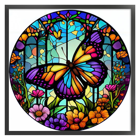 Glass Painting-Butterfly - 11CT Stamped Cross Stitch 40*40CM