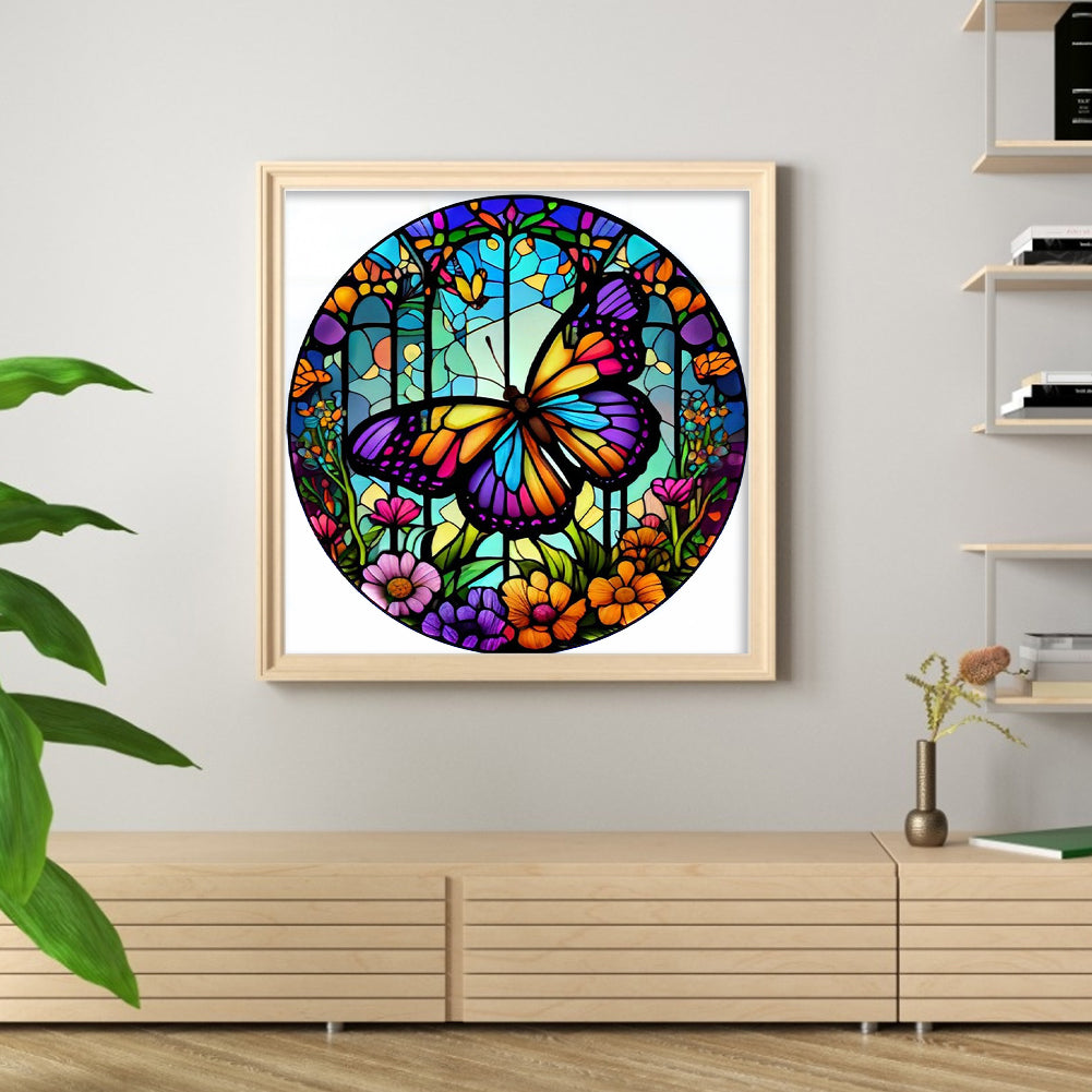 Glass Painting-Butterfly - 11CT Stamped Cross Stitch 40*40CM