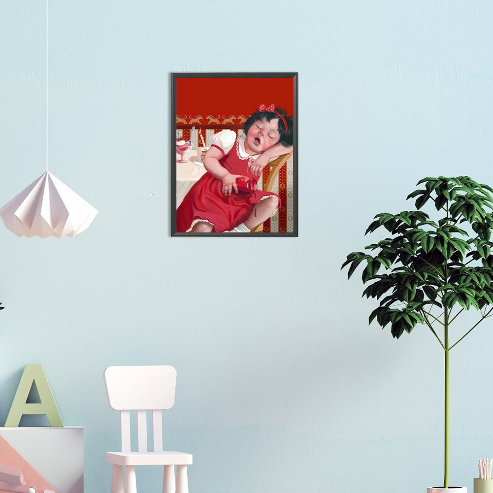 Gluttonous Sleeping Child - Full Round Drill Diamond Painting 30*40CM