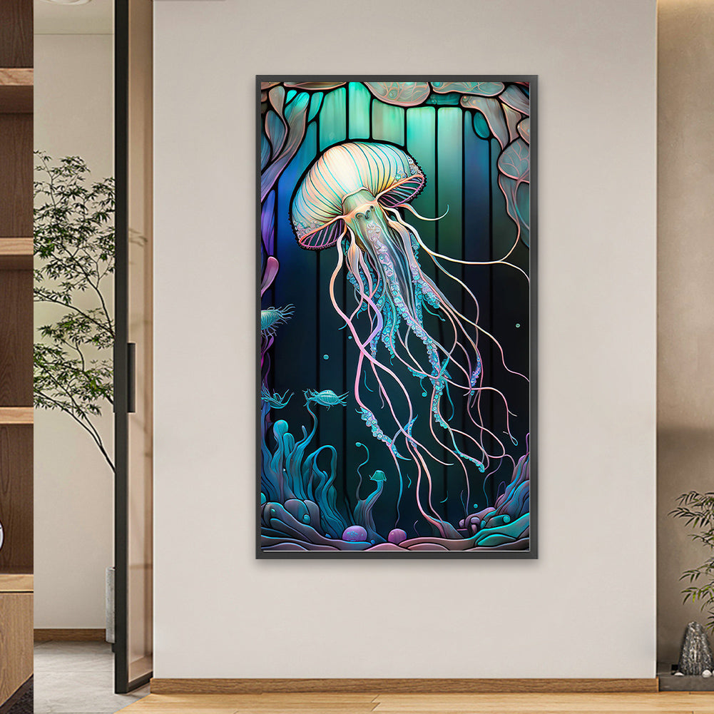 Jellyfish Glass Painting - Full Square Drill Diamond Painting 40*70CM