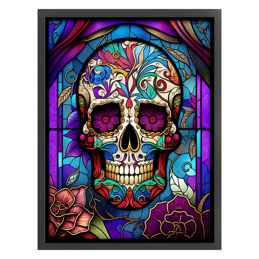 Glass Painting-Skull - 11CT Stamped Cross Stitch 50*65CM
