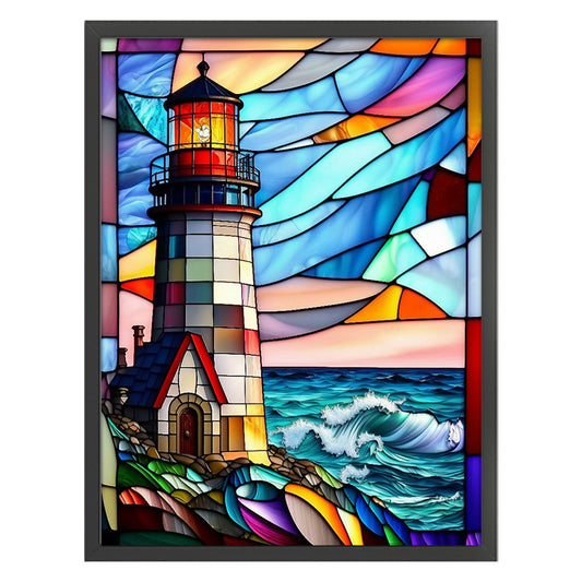 Glass Painting-Lighthouse - 11CT Stamped Cross Stitch 50*65CM