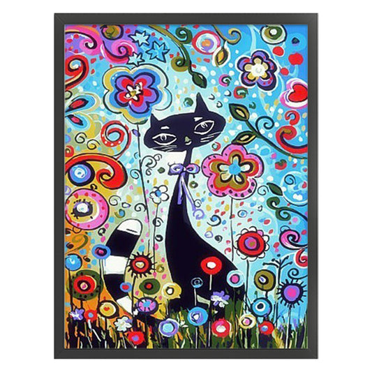 Cartoon Black Cat - 11CT Stamped Cross Stitch 40*53CM