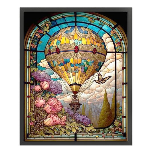 Glass Painting-Hot Air Balloon - 11CT Stamped Cross Stitch 50*62CM