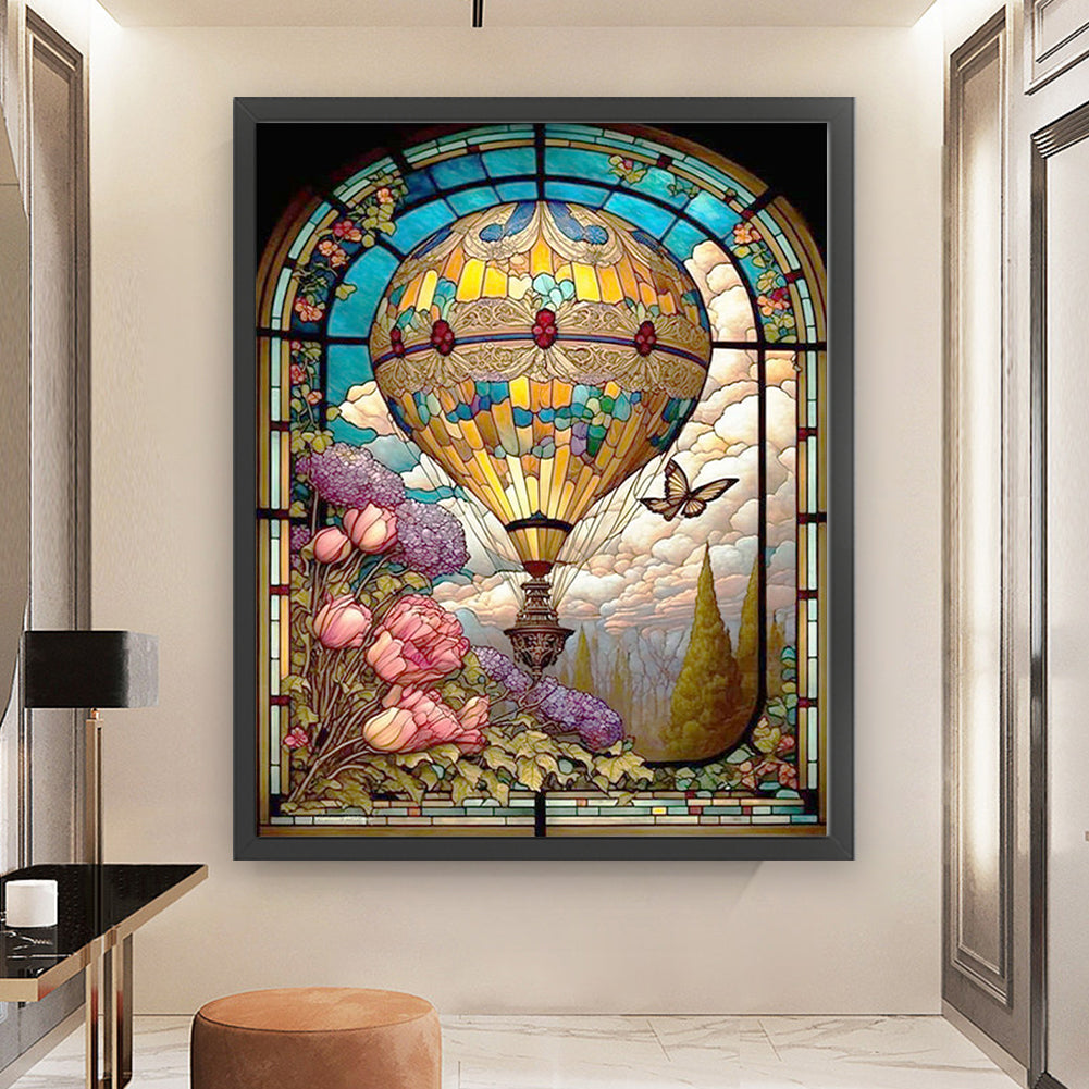 Glass Painting-Hot Air Balloon - 11CT Stamped Cross Stitch 50*62CM