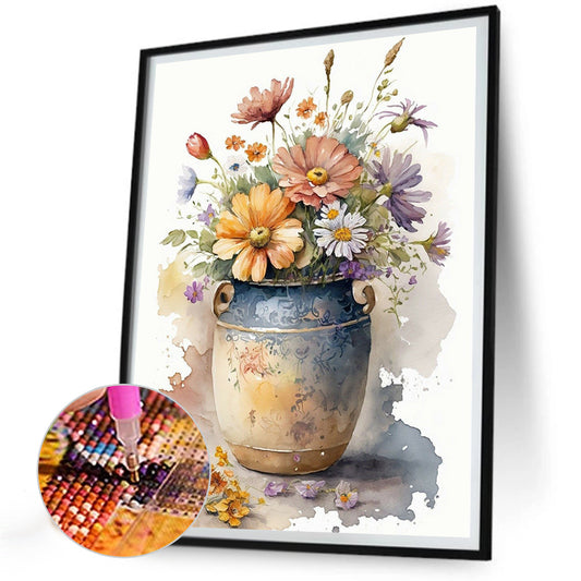 Watercolor Vase - Full Round Drill Diamond Painting 30*40CM