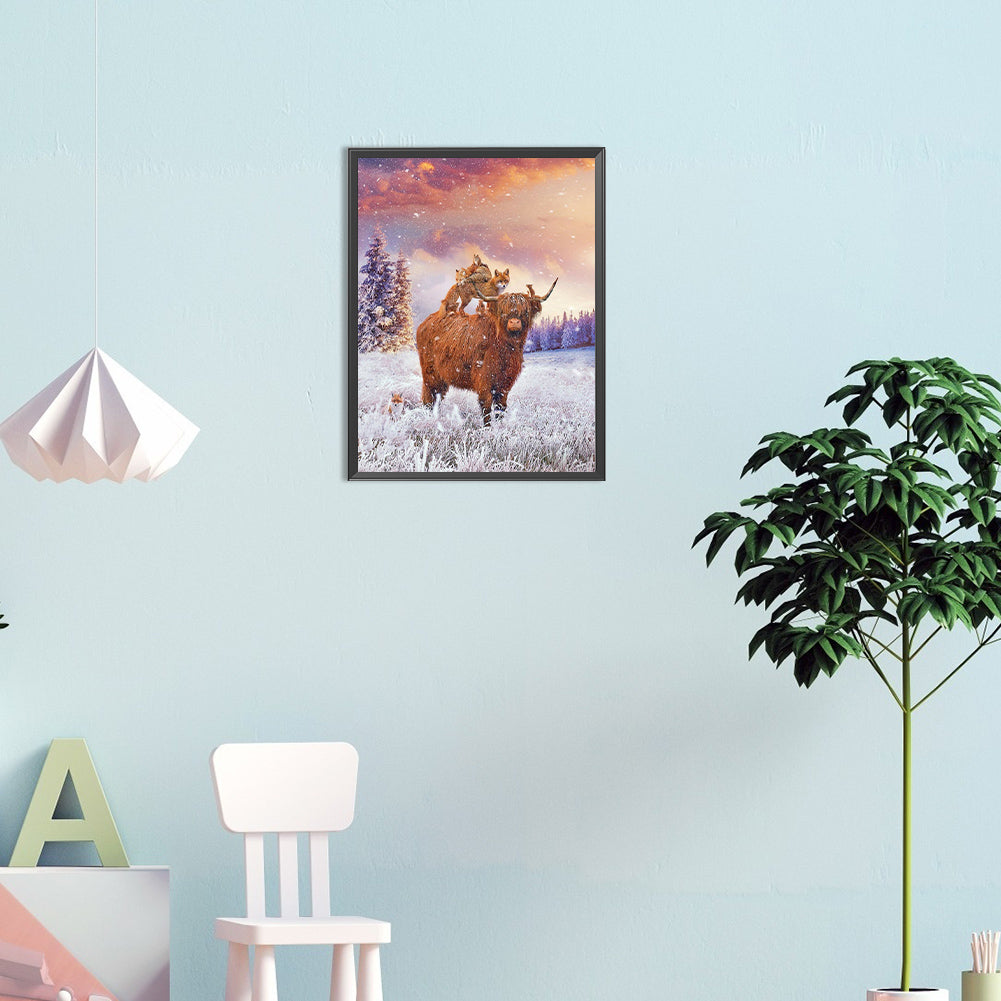 Highland Cattle - Full Round Drill Diamond Painting 30*40CM