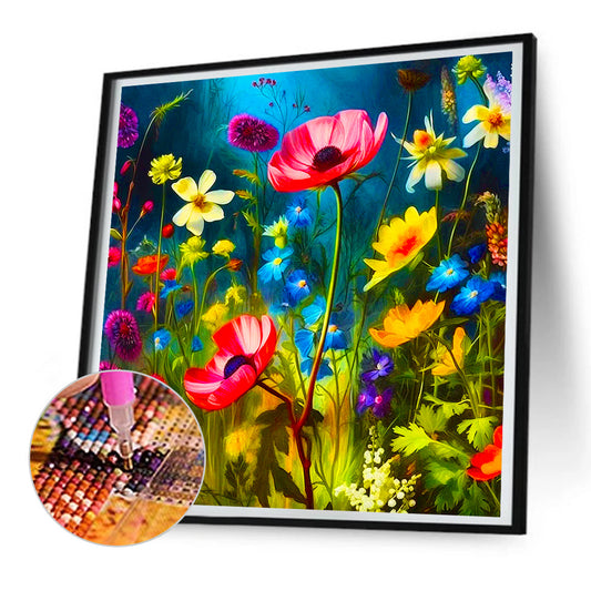 Poppy Bushes - Full Round Drill Diamond Painting 30*30CM