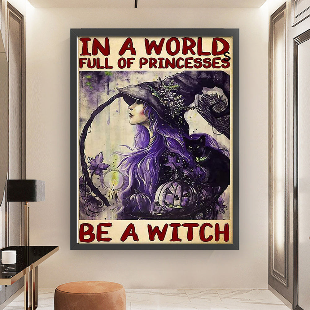 Purple Witch - 11CT Stamped Cross Stitch 50*65CM