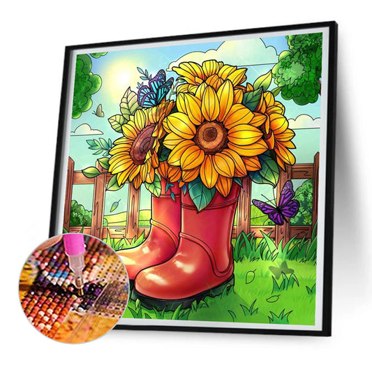 Blooming Sunflower - Full Round Drill Diamond Painting 30*30CM