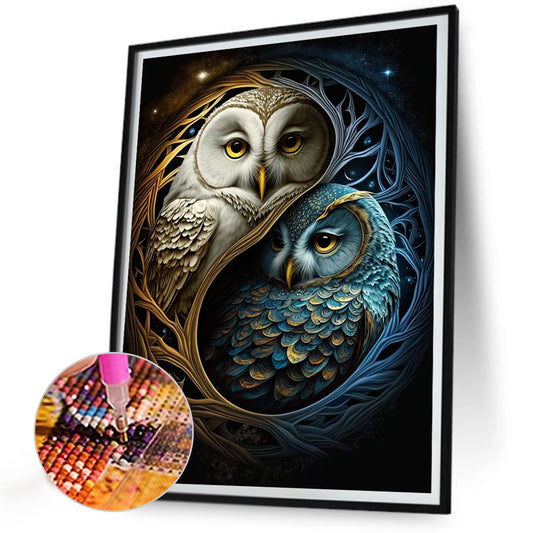 Star Moon Owl - Full Round Drill Diamond Painting 30*40CM
