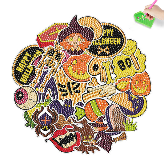 4Pcs Dot Drill Sticker Art Craft Rhinestone Halloween Sticker for Kid Adult Gift