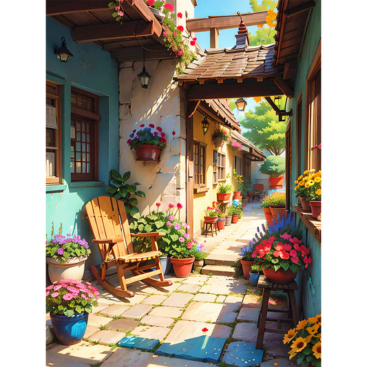 Alley In Front Of The Door - 11CT Stamped Cross Stitch 50*65CM