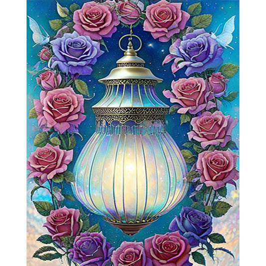 Lantern Rose - AB Round Drill Diamond Painting 40*50CM