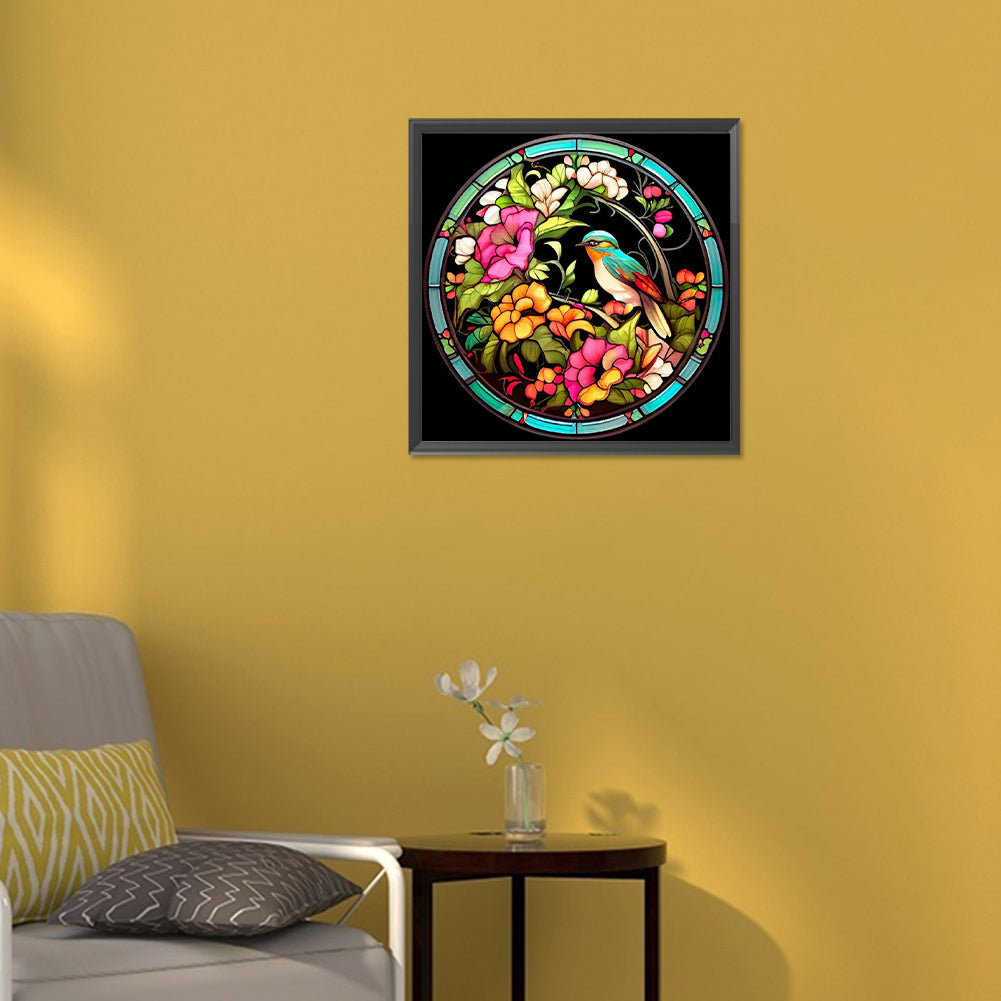 Flower And Sparrow - Full Round Drill Diamond Painting 30*30CM