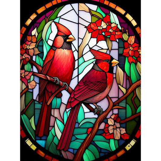 Glass Painting-North American Red Bird - 11CT Stamped Cross Stitch 50*65CM
