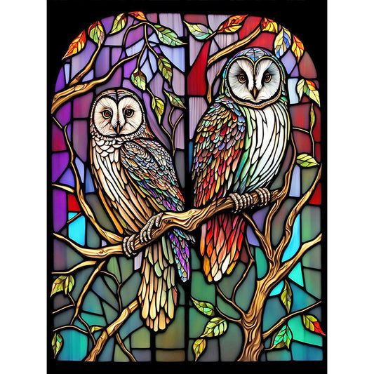 Glass Painting-Owl - 11CT Stamped Cross Stitch 50*65CM
