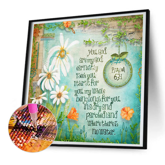 Flower Calligraphy And Painting - Full Round Drill Diamond Painting 30*30CM