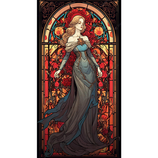Glass Painting-Beauty - 11CT Stamped Cross Stitch 50*87CM