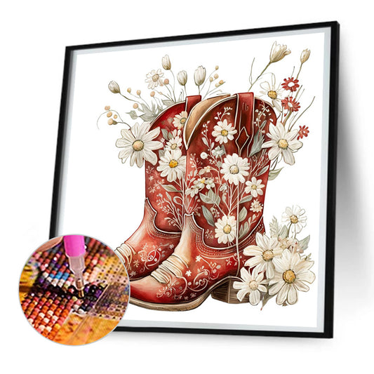 Western Cowboy Boots - Full Round Drill Diamond Painting 30*30CM