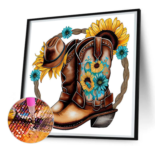 Western Cowboy Boots - Full Round Drill Diamond Painting 30*30CM