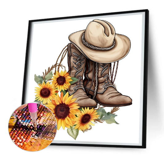 Cowboy Hats And Boots - Full Round Drill Diamond Painting 30*30CM