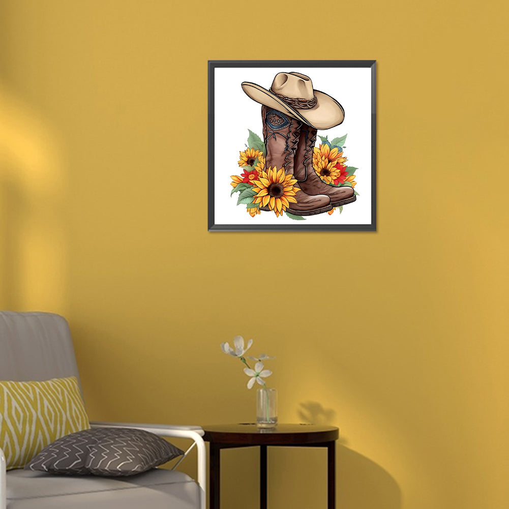 Cowboy Hats And Boots - Full Round Drill Diamond Painting 30*30CM