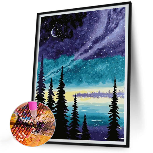 Woods Starry Night - Full Round Drill Diamond Painting 30*40CM