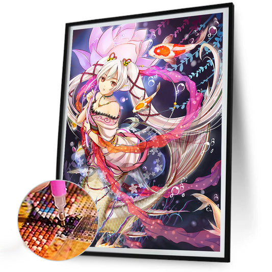 White Haired Mermaid - Full Round Drill Diamond Painting 30*40CM