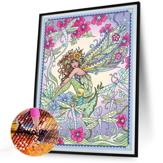 Dragonfly Princess - Full Round Drill Diamond Painting 30*40CM